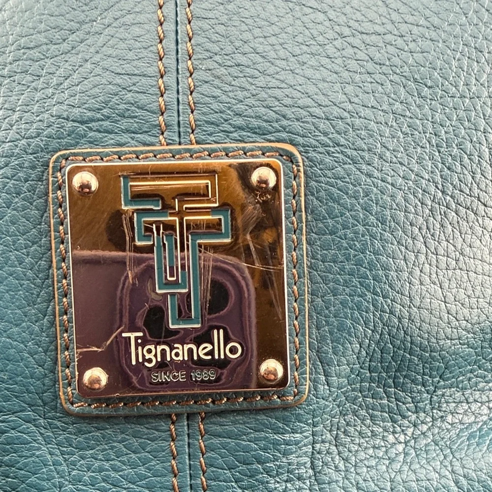 Tignanello Teal Leather Shoulder Bag - Picture 4 of 14